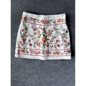Forever 21 Boho Floral Embroidered Mini Skirt Boho Festival Folk Art A line S